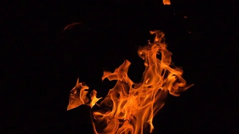 Fire on a black background. Slow motion. Stock Footage 113993600