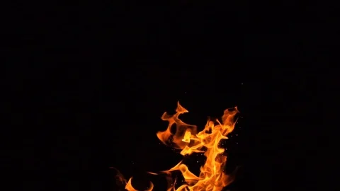Fire on a black background. Slow motion. Stock Footage 113993609