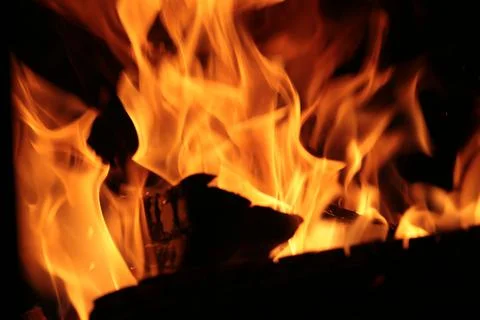 Fire on black close up abstract background 스톡 사진