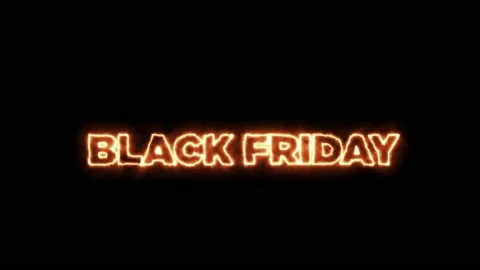 Fire "BLACK FRIDAY" Text on the Black Background. Darken Mode. 4K Stock Footage 142317589