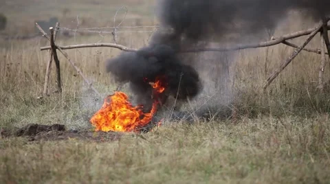 Fire black smoke Stock Footage 43401970