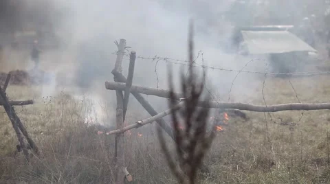 Fire black smoke Stock Footage 43401979