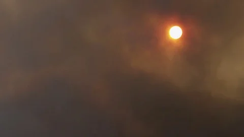 Fire, Black Smoke, Moon Stock Footage 83147853