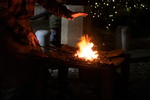 Fire of blacksmith in the blacksmith's workshop Foto stock