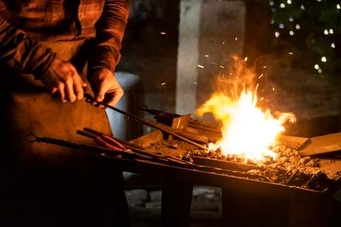 Fire of blacksmith in the blacksmith's workshop 写真素材