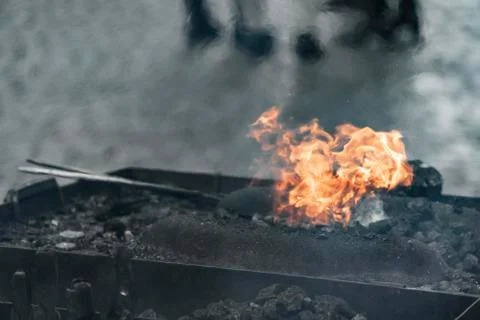 Fire of blacksmith in the blacksmith's workshop 写真素材