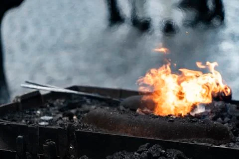 Fire of blacksmith in the blacksmith's workshop 写真素材