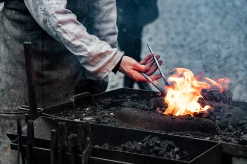 Fire of blacksmith in the blacksmith's workshop 写真素材