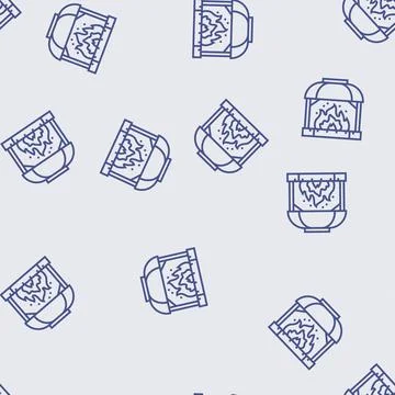 Fire blacksmith line seamless pattern Stock Illustration