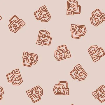Fire blacksmith metal line vector seamless pattern Stock Illustration