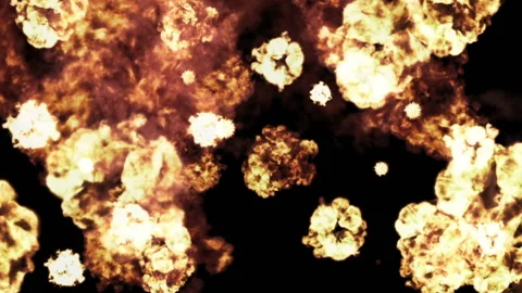 Fire blasts fill the screen. Stock Footage 86656420