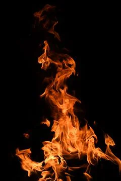 Fire blaze flames on black background. Fire burn flame isolated, abstract Stock Photos