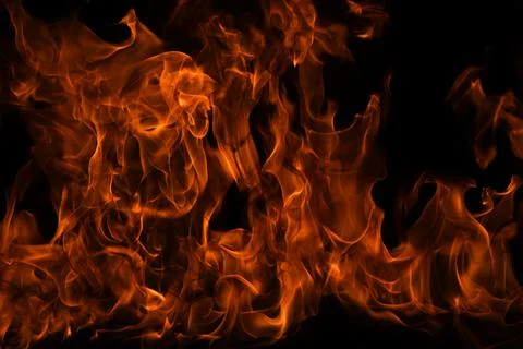 Fire blaze flames on black background. Fire burn flame isolated, abstract Stock Photos