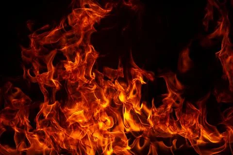 Fire blaze flames on black background. Fire burn flame isolated, abstract Stock Photos