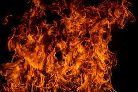 Fire blaze flames on black background. Fire burn flame isolated, abstract Stock Photos