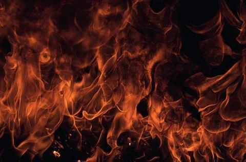 Fire blaze flames on black background. Fire burn flame isolated, abstract Stock Photos