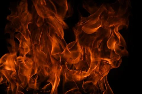 Fire blaze flames on black background. Fire burn flame isolated, abstract Stock Photos