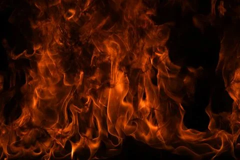 Fire blaze flames on black background. Fire burn flame isolated, abstract Stock Photos