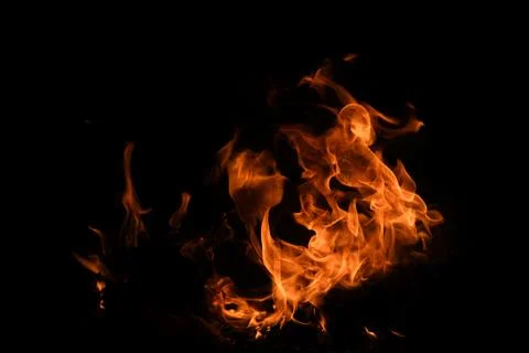 Fire blaze flames on black background. Fire burn flame isolated, abstract Stock Photos