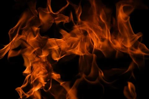Fire blaze flames on black background. Fire burn flame isolated, abstract Stock Photos