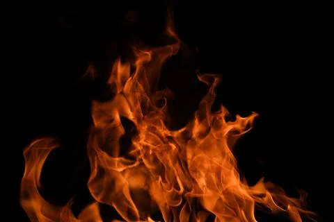 Fire blaze flames on black background. Fire burn flame isolated, abstract Stock Photos