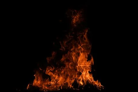 Fire blaze flames on black background. Fire burn flame isolated, abstract Stock Photos