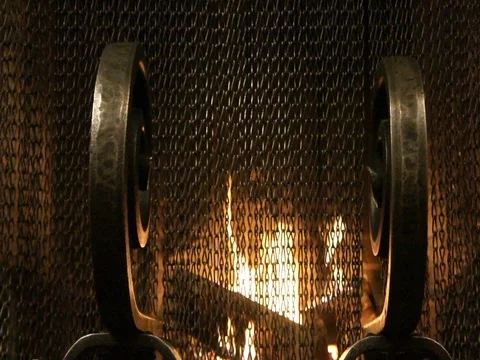 Fire Blazing in Fireplace Video stock 81336936