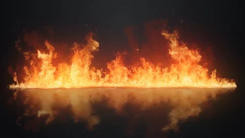 Fire Blazing on a Reflective Surface Background 4K Stock Footage 201345685