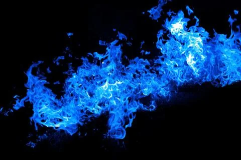 Fire blue flames isolated on black background Stock-Fotos