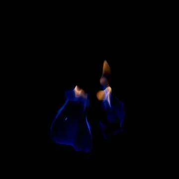 Fire blue hot on black background Stock Photos