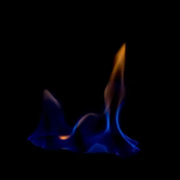 Fire blue hot on black background Stock Photos