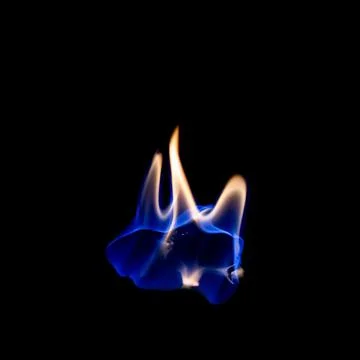 Fire blue hot on black background Stock Photos