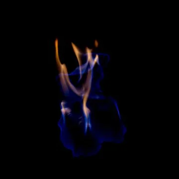 Fire blue hot on black background Stock Photos