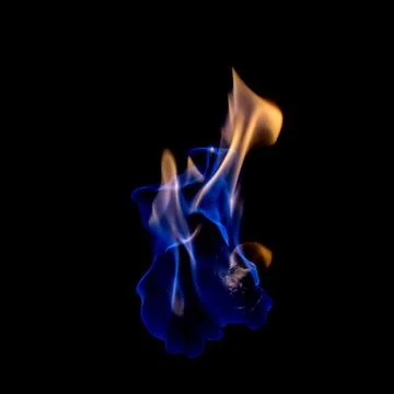 Fire blue hot on black background Foto stock
