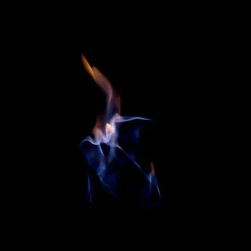 Fire blue hot on black background Stock Photos
