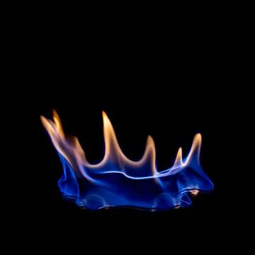 Fire blue hot on black background Stock Photos