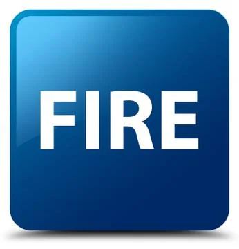 Fire blue square button Stock Illustration