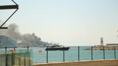 Fire in a boat 2 Stock Footage 53817813