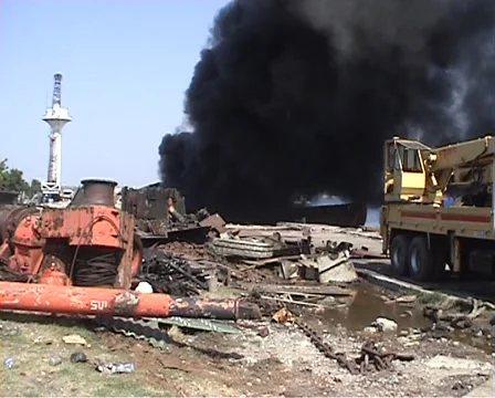 Fire on the boat 库存影片 930424