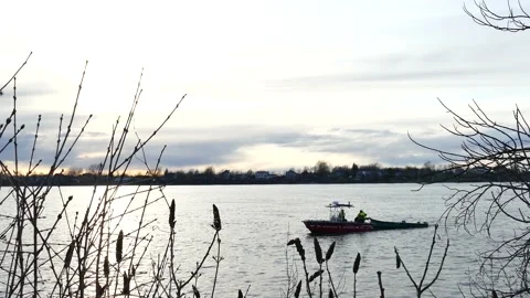 Fire boat on the water Stock Footage 139658843
