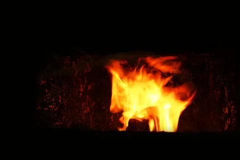 Fire in the boiler. Fire close up Stock Photos