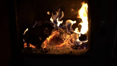 Fire in boiler Stockbeeldmateriaal 122633815