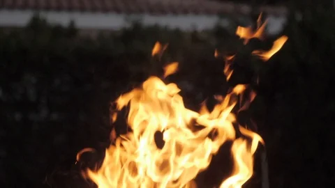 Fire bonfire burning for barbecue Видео 106092386