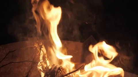 Fire bonfire burning for barbecue Видео 106092474