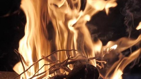 Fire bonfire burning for barbecue Видео 106092546
