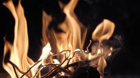 Fire bonfire burning for barbecue Видео 106092549