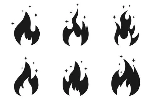 Fire, bonfire set, flame, fire icon isolated on white background. Illustrazione stock
