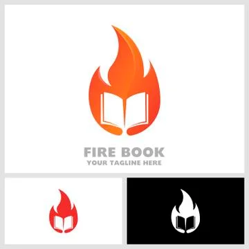 Fire Book logo. Book on fire. Hot Learn logo. Stock Illustration