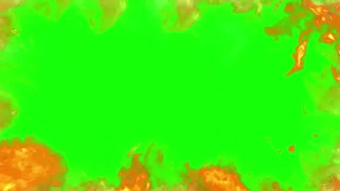 Fire border frame on green screen Stock Footage 340748313