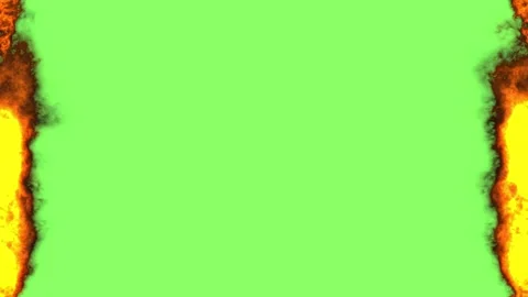 Fire border on green screen video Stock Footage 313827244